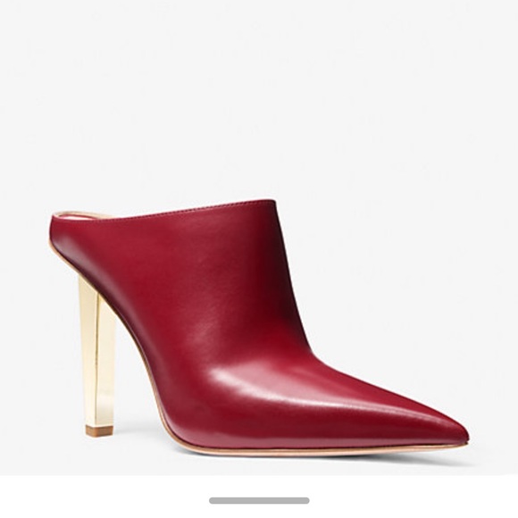 Michael Kors Shoes - NWB MICHAEL KORS Halle Leather Mule Pump size 7M red gold heel
